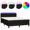 vidaXL Box Spring Bed with Mattress&LED Black 140x190cm Fabric