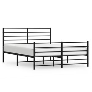 vidaXL Metal Bed Frame without Mattress with Footboard Black 120x200cm
