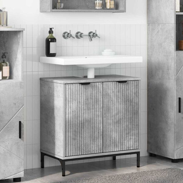 vidaXL Bathroom Sink Cabinet Concrete Grey 60.5 x 33.5 x 61 cm
