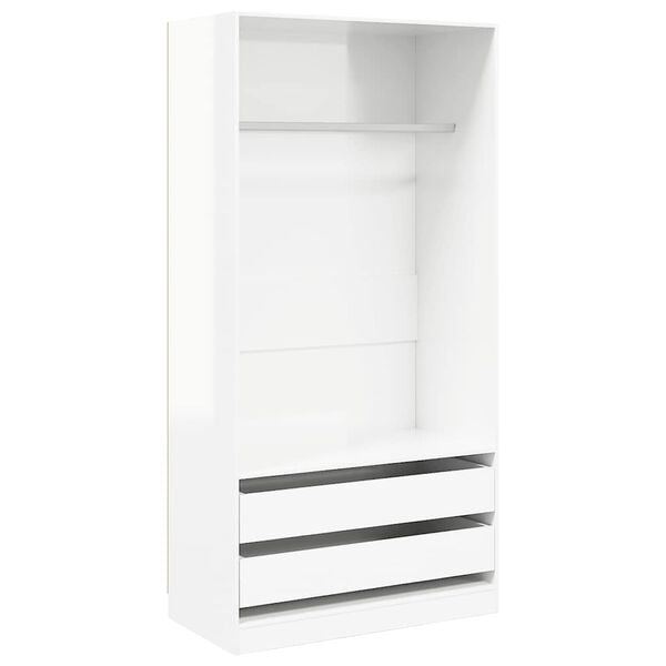 vidaXL Wardrobe High Gloss White 100x50x200 cm Engineered Wood