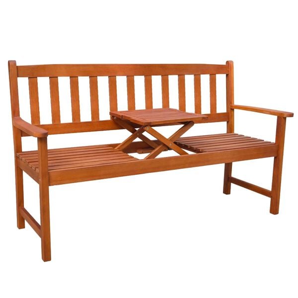 vidaXL Garden Bench with Pop-up Table 158 cm Solid Acacia Wood