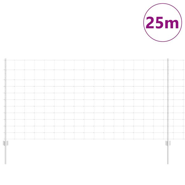 vidaXL Fence with Post Silver 1.2 x 25 m Steel