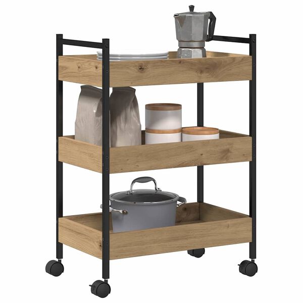 vidaXL Kitchen Trolley Artisan Oak 50 x 30 x 70 cm Engineered Wood