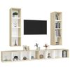 vidaXL Wall-mounted TV Cabinets 4 pcs White and Sonoma Oak Engineered Wood