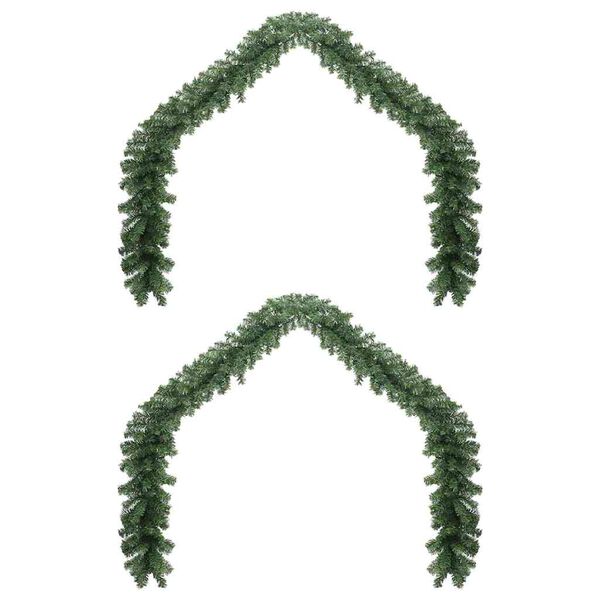 vidaXL Christmas Garland 2 pcs Green 20 m PVC