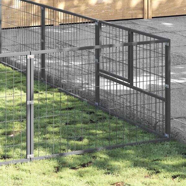 vidaXL Dog Kennel Silver 25 m&sup2; Steel