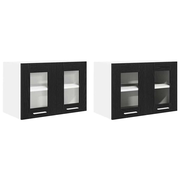 vidaXL Hanging Cabinet 2 pcs Black Oak 60 x 31 x 40 cm Engineered Wood