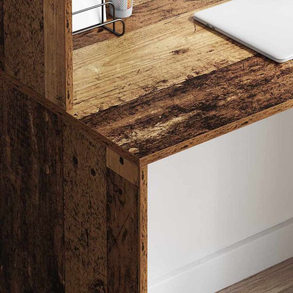 vidaXL Desk with Shelf Old Wood 102 x 50 x 124 cm Engineered Wood