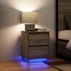 vidaXL Bedside Cabinets with LED Lights&nbsp;2 pcs Sonoma Oak 38x34x50 cm