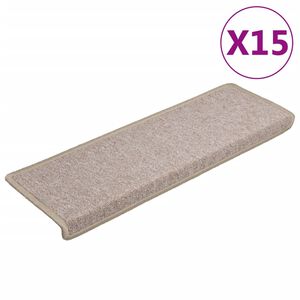 vidaXL Stair Mats 15 pcs 65x21x4 cm Taupe Rectangular Edge