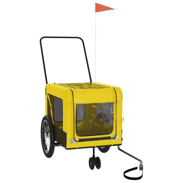 vidaXL Pet Bike Trailer Yellow and Black Oxford Fabric and Iron