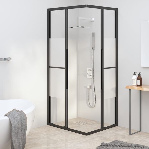 vidaXL Shower Cabin Half Frosted ESG 90x70x180 cm Black