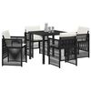 vidaXL Garden Dining Set 5 pcs Black Poly rattan