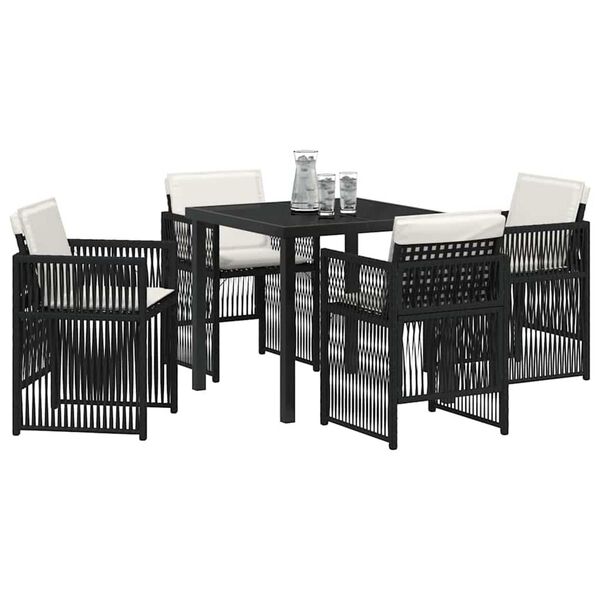 vidaXL Garden Dining Set 5 pcs Black Poly rattan