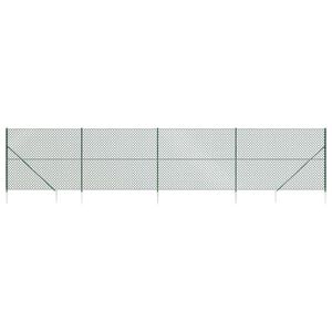 vidaXL Chain Link Fence with Spike Anchors Green 1.4x10 m