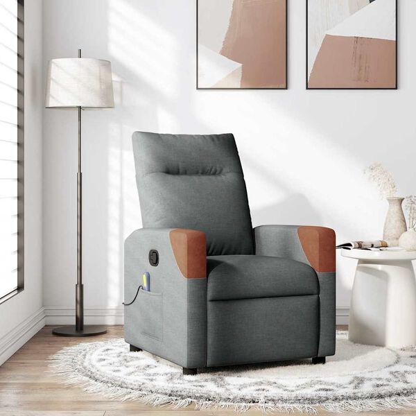 vidaXL Massage Recliner Chair Dark grey 69 x 86 x 100 cm Fabric