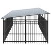 vidaXL Outdoor Dog Kennel with Roof Steel 9.38 m&sup2;