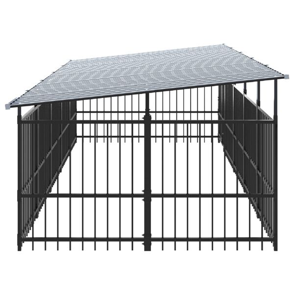 vidaXL Outdoor Dog Kennel with Roof Steel 9.38 m&sup2;