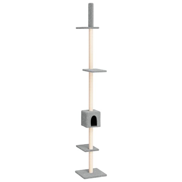 vidaXL Floor to Ceiling Cat Tree Light Grey 250.5-276.5 cm