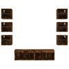 vidaXL 8 Piece TV Wall Units with LED Smoked Oak Engineered Wood