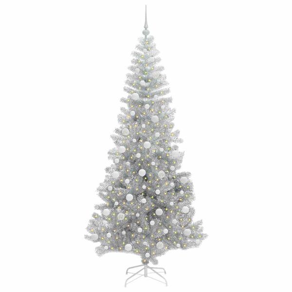 vidaXL Christmas Tree with 300 LEDs with Stand Silver 210 cm PET