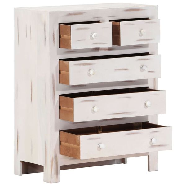 vidaXL Drawer Cabinet White 58x30x75 cm Solid Acacia Wood