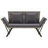 vidaXL Garden Bench with Cushions Grey 176 cm Poly Rattan