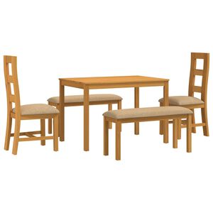 vidaXL Dining Set 5 pcs Beige Solid Oak Wood