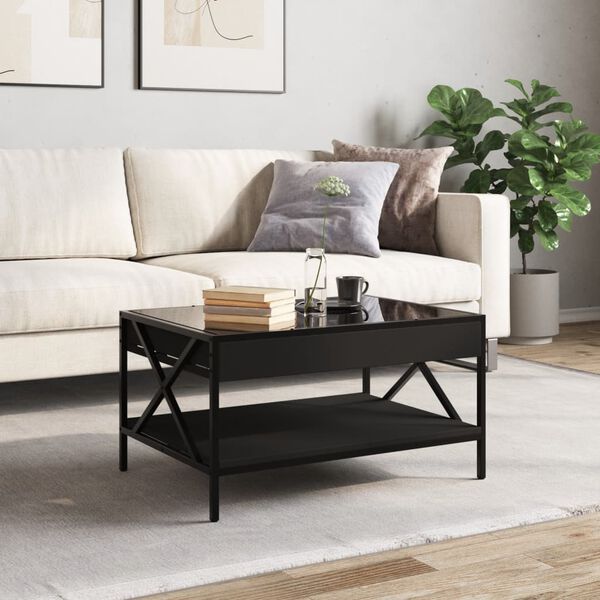 vidaXL Coffee Table with Infinity LED Black 70x50x38 cm