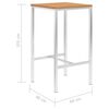 vidaXL Bar Table 60x60x105 cm Solid Teak Wood and Stainless Steel
