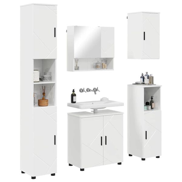 vidaXL Bathroom Furniture Set Wall-mounted 5 pcs High Gloss White