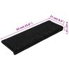 vidaXL Stair Mats 15 pcs 65x21x4 cm Black Rectangular Edge