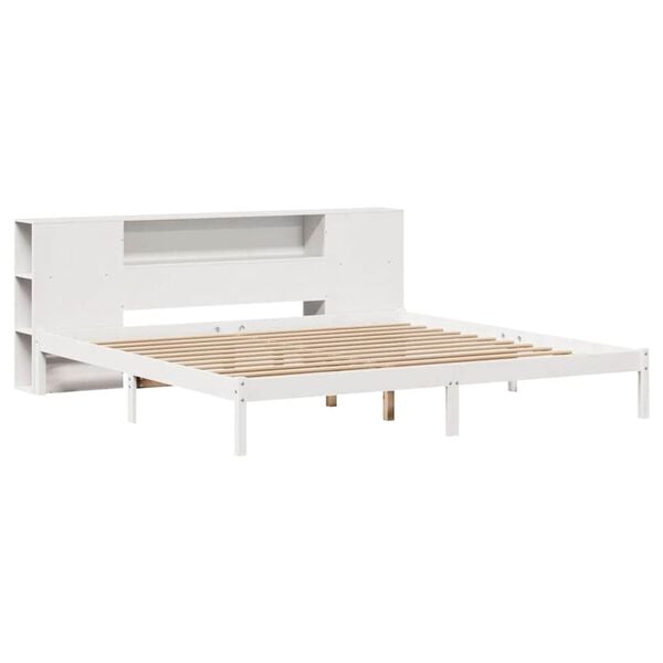 vidaXL Bookcase Bed without Mattress White 200x200 cm Solid Wood Pine