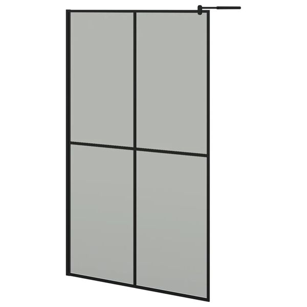 vidaXL Walk-in Shower Wall with Shelf Black 118x190 cm ESG Glass&Aluminium
