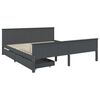 vidaXL Bed Frame without Mattress Dark Grey Solid Wood Pine 180x200 cm Super King (322207+321990)