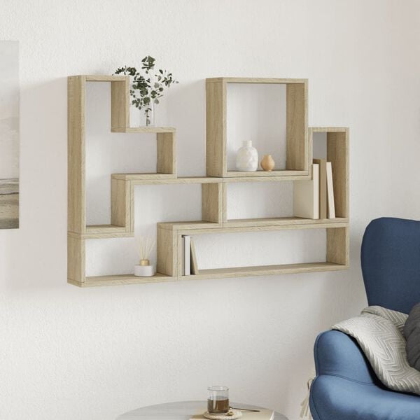 vidaXL Wall Shelf Sonoma Oak 96x12x64 cm Engineered Wood