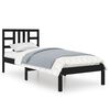 vidaXL Bed Frame without Mattress Black 75x190 cm Small Single Solid Wood