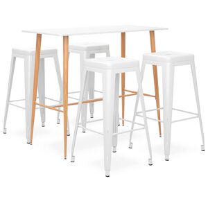 vidaXL Bar Set | White | MDF, Metal | Large | Stackable | Bar Set | Rectangular