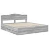 vidaXL Bed Frame with Drawer Grey Sonoma 200 x 200 cm Engineer Wood