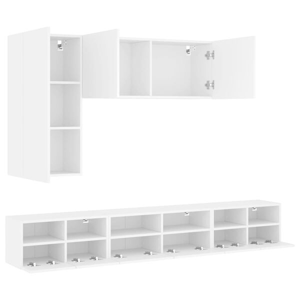 vidaXL 5 Piece TV Wall Cabinets White Engineered Wood