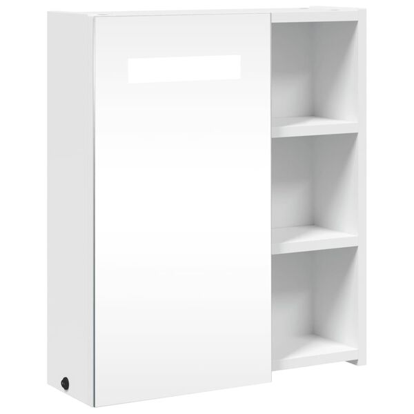 vidaXL Bathroom Mirror Cabinet with LED Light White 45x13x52 cm