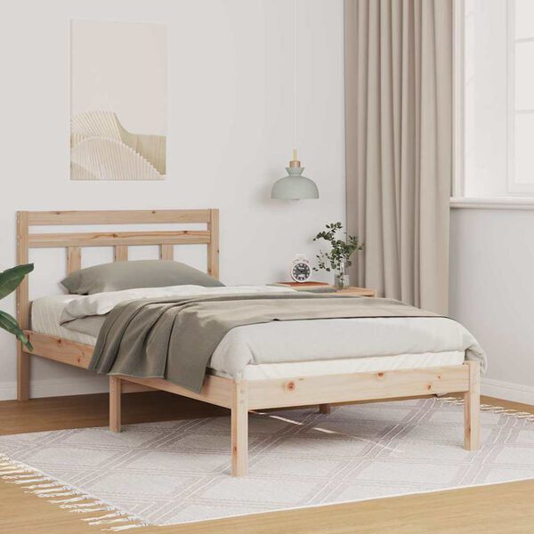 vidaXL Bed Frame Brown 100 x 200 cm Solid Pine Wood