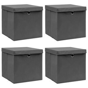 vidaXL Storage Box | Set of 4 | Grey | Non-woven fabric (100% polyester)