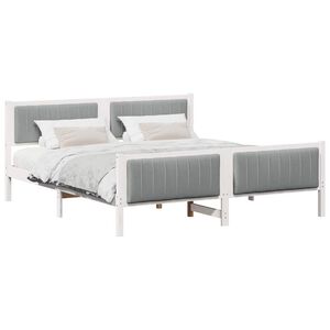vidaXL Bed frame White and light grey 180 x 200 cm Solid pine wood