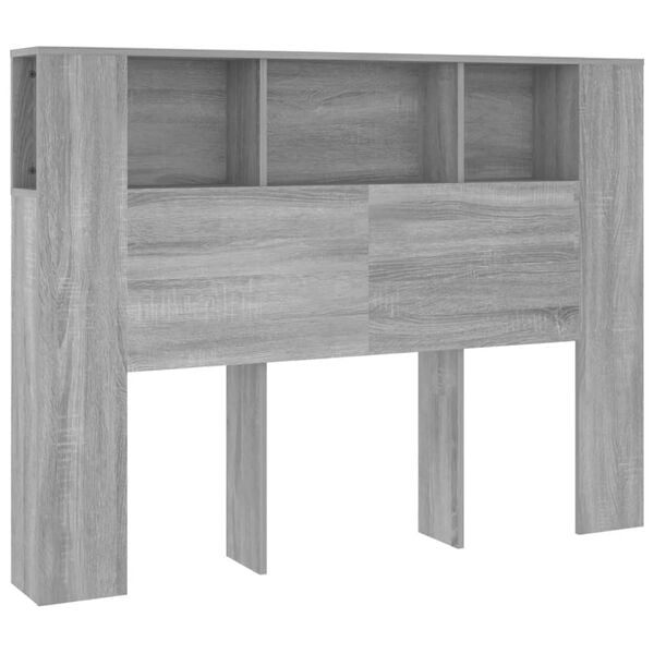 vidaXL Headboard Cabinet Grey Sonoma 140x18.5x104.5 cm