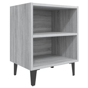 vidaXL Bed Cabinet with Metal Legs Grey Sonoma 40x30x50 cm