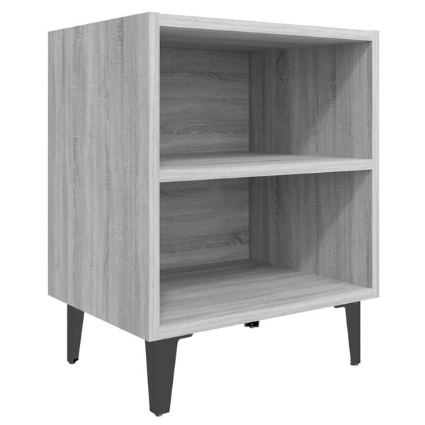vidaXL Bed Cabinet with Metal Legs Grey Sonoma 40x30x50 cm