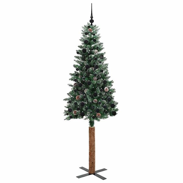 vidaXL Slim Christmas Tree with 300 LEDs Green and White 210 cm