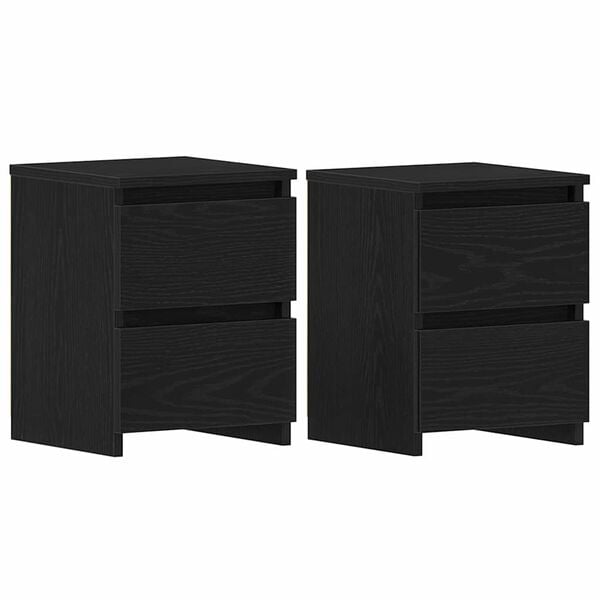 vidaXL Bedside Cabinet 2 pcs Black Oak 30 x 30 x 40 cm Engineered Wood
