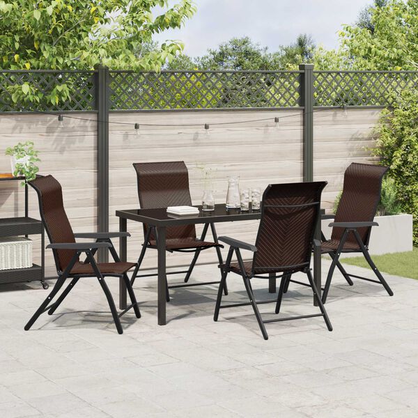 vidaXL Garden Dining Set Height-Adjustable 5 pcs Brown Poly rattan